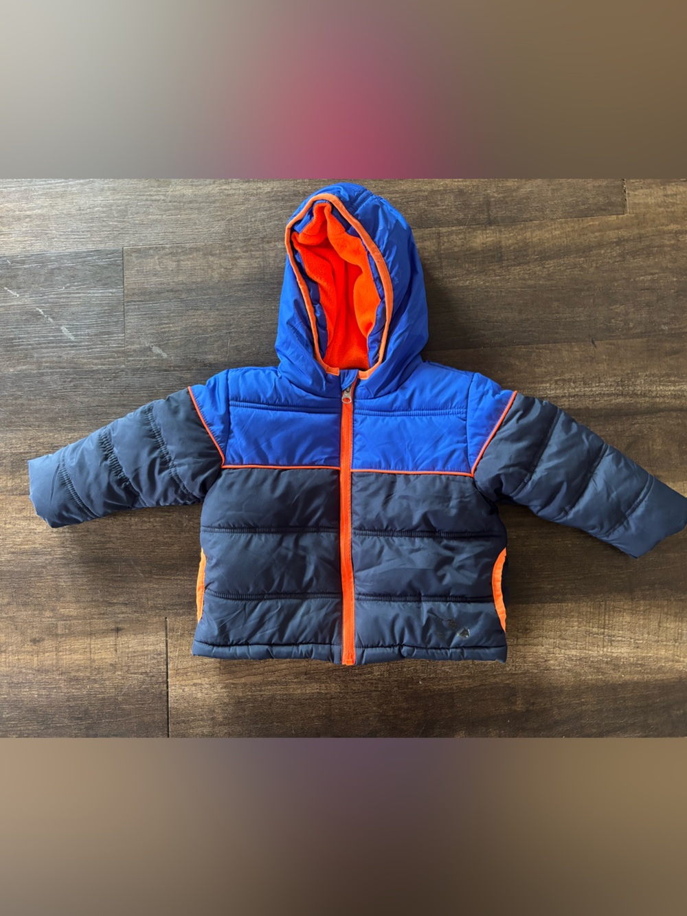 healthtex Navy & Royal Blue Puffer Jacket with Orange Trim